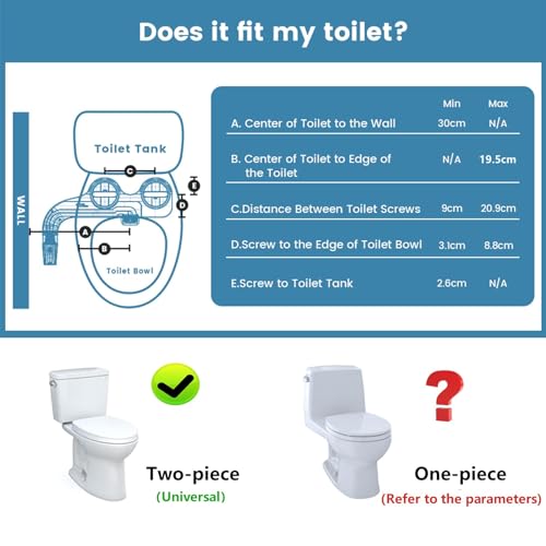 BYRISON Bidet for Toilet, Ultra-Slim Bidet Attachment with Dual Nozzle (Feminine/Posterior Wash), Adjustable Water Pressure, WC Toilet Seat Bidet with Brass Inlet and Metal Hose, Easy Installation