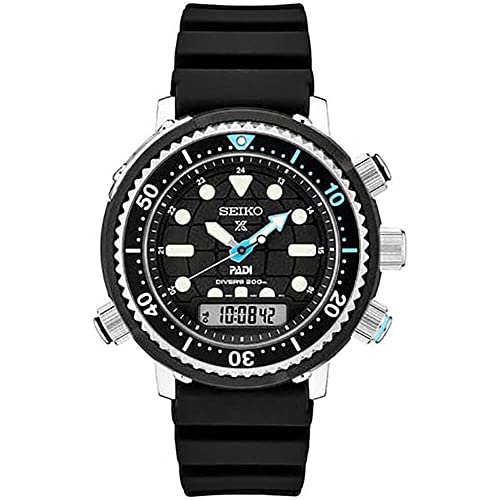 SEIKO Padi Prospex Analog-Digital Black Dial Men's Watch SNJ035, Black, Diver