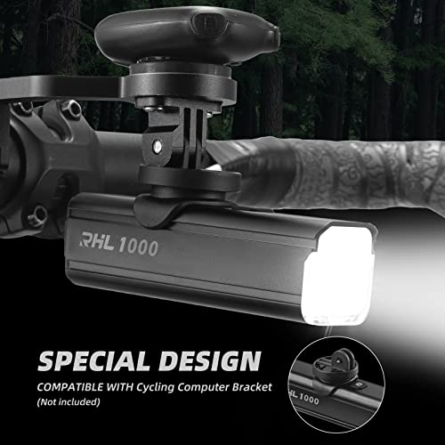 ROCKBROS Bike Light 1000 Lumens USB Rechargeable Bike Headlight Led IPX6 Waterproof Bike Front Light 5 Modes Aluminum Alloy Super Bright Bike Light for Night Riding