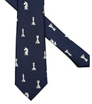 ZENXUS Sports and Game Ties for Men, Designer Necktie Navy, Chess, Medium