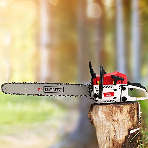 Giantz Chainsaw, 62cc Cordless Petrol Hand Power Chainsaws Chain Saw Commercial Home Garden Farm Tree Gear, with Extra Chains Spark Plug 24” Bar E-Start