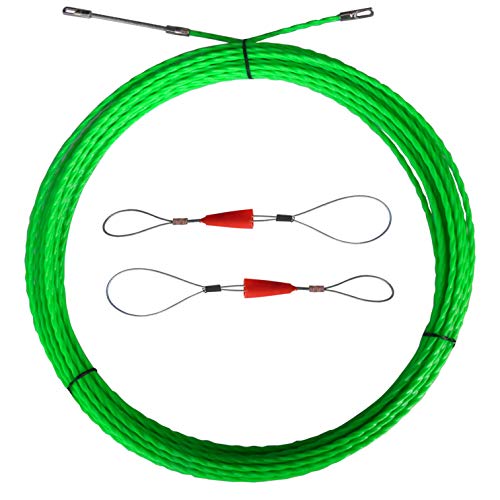 Aewio 20m Electrical Wire Cable Fish Tape Threader Wire Puller for Pulling Wire Line (20m Green Diameter 4.5mm)