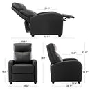 ZUNMOS Living Room PU Leather Adjustable Single Recliner Sofa Home Theater Seating Reading Chair for Bedroom, 34.25D x 27.17W x 38.58H in, Dark Black