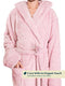 PAVILIA Women Hooded Plush Soft Robe | Fluffy Warm Fleece Sherpa Shaggy Bathrobe, Light Pink, Small-Medium