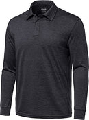 TSLA Men's Long Sleeve Cooling Polo Shirts, UPF Sun Protection Stretch Cool Dry Golf Shirt, Active Business Casual Shirts MTK49-BLK XX-Large
