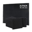 AUSLET- 24 Pack Egg Crate Acoustic Panels，30 X 30 X 3 cm High Density Sound Proofing Panels，Sound Proof Panels,Sound Proof Foam Panels for Wall