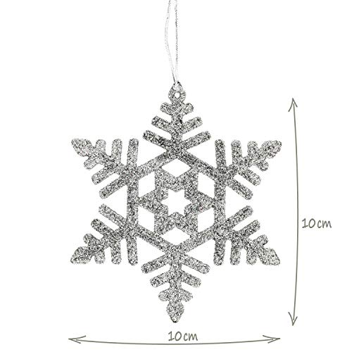 COM-FOUR® 12 x Glitter Pendants for The Christmas Tree, Glittering Christmas Tree Decorations, Christmas Decoration with Various Motifs, Motif Selection Varies, 12 Pieces, 8.5-11 cm