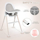BABY JOY 4-in-1 Baby High Chair, Wooden Highchair Booster Seat w/Adjustable Seat & Double Removable Tray, Infant Dining Chairs Rocking Chair w/Storage Bag, Footrest & 3-Point Safety Belt, Gray
