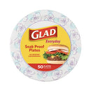 Glad Round Disposable Paper Plates for All Occasions | New & Improved Quality | Soak Proof, Cut Proof, Microwaveable Heavy Duty Disposable Plates | 10" Diameter, 50 Count Bulk Paper Plates