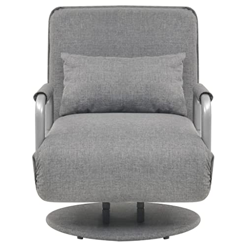 vidaXL Swivel Chair and Sofa Bed Adjustable Backrest 2-in-1 Convertible Guest Bed Armchair Sleeper Leisure Recliner Living Room Bedroom Light Grey