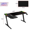 L Shaped Gaming Desk with Led Light Computer Desk Home Office Workstation Racer Table Desktop Carbon Fiber 140CM Black