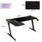 Luxsuite L Shaped Gaming Desk with Led Light Computer Racer Table Desktop Carbon Fiber 140CM Black