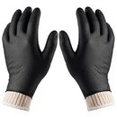 Nechtik BBQ Gloves disposable - 4 Cotton Glove Liners and 100 Disposable Gloves - Machine Washable Cotton Liners - Powder Free, Latex Free Black Nitrile Gloves (100, XL)