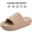 LongBay Cloud Slides for Women and Men, Comfy Pillow Slipper Shower Sandals Shoes with Arch Support for Pool Beach Home Indoor Outdoor Use, 9-10women/7.5-8.5men, Brown