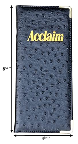 Acclaim Rigid Lawn Bowls Bowling Scorecard Holder Lightly Padded Synthetic Leather Look Textured Finish 23 cm x 10 cm with Spring Clip & Pen Loop (Black)