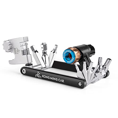 Kadacha 20-in-1 Bicycle Multifunction Tool with CO2 Inflator - Compact and Lightweight Multitool Kit for Road and Mountain Bikes - Includes Hex, Torx, Screwdriver and Chain Tool.