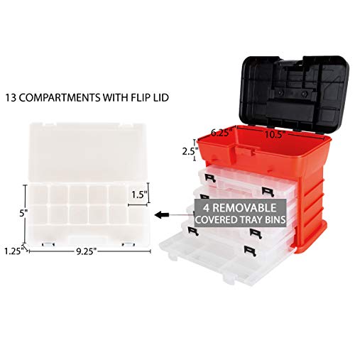 Stalwart 75-3182A 11" Rack System Tool Box with 4 Organizers