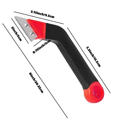 Tile Grout Saw Angled-Design Grout Hand Saw Removal Tool, with 1 Piece Diamond Surface Blades (Include 4 PCS Extra Replacement Blades) for Tile Cleaning, Removing Paint and More (red)
