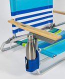 Rio Beach Classic 5-Position Lay-Flat Folding Beach Chair, 30.8" x 24.75" x 29.5", Cool Blue Stripes, Pink/White/Beige/Black, 1 Count (Pack of 1)