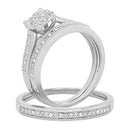 0.25 Carat (ctw) Round White Diamond Men & Womens Cluster Ring Trio Set 1/4 CT, 14K White Gold