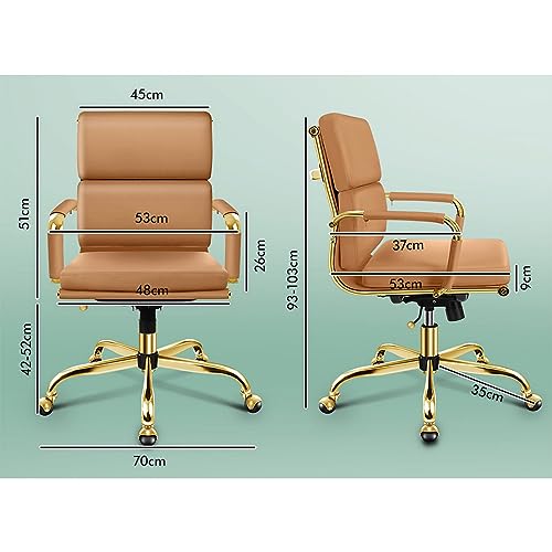 ALFORDSON Office Chair with Height Adjustable SGS Listed Gas Lift, PU Leather Home Ergonomic Desk Chair with Removable Armrest Cover, Padded Computer Chair for Gaming, Max 150kg(Mid Back Gold Brown)