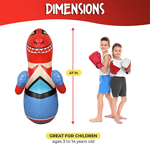 ColdBreezes Punching Bag for Kids - 47" Tall Dinosaur Inflatable Punching Bag, Punching Bag for Boys and Girls, Instant Rebound Bag for Toddlers, Indoor Outdoor Game, Karate Bag