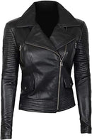 Decrum Black Leather Jackets For Women Motorcycle Jacket |[1301823] GlGdot, M