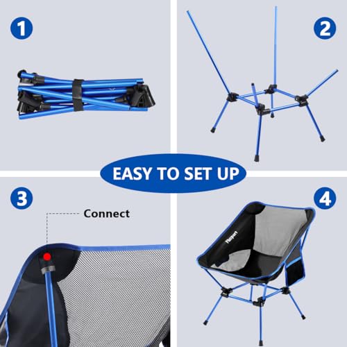 FBSPORT Camping Chair, Portable Folding Chair Lightweight Backpacking Chair Compact & Heavy Duty, Foldable Chair Outdoor with Carry Bag for Hiking Beach Picnic Travel Fishing (1 Pack Dark Blue Large)