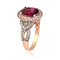 Gin & Grace 14K Rose Gold Real Diamond Ring (I1) with Raspberry Color Rodholite Garnet Daily Work Wear Jewelry for Women