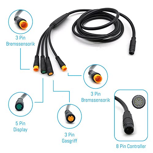 1T4 Convert Wire Electric Bike Extension Cable Electric Bike Throttle Display Light Connector