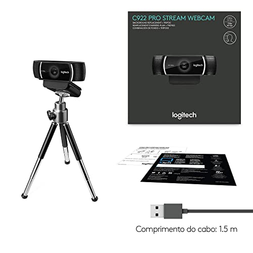 Logitech C922 Pro Stream Webcam 1080P Camera for HD Video Streaming & Recording 720P at 60Fps with Tripod Included