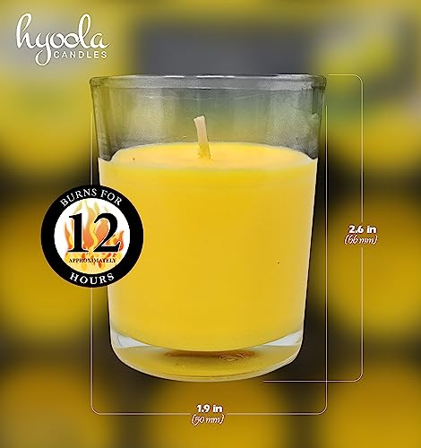 Hyoola Citronella Candle Votives in Glass Cup - Indoor and Outdoor Decorative and Mosquito, Insect and Bug Repellent Candle - Natural Fresh Scent - 12 Hour Burn Time Yellow