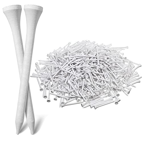 Mudder 600 Pack Golf Tees Bulk Wooden Golf Tees Wood Golfing Tees for Men Golf Balls Accessories (White, 2-3/4 Inch)