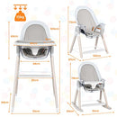 BABY JOY 3 in 1 Wooden Baby Highchair, Rocking Chair/Booster Seat/Toddler Chair Infant Dining Chairs w/Double Removable Tray, 3-Point Seat Belt & Removable Cushion (Gray)