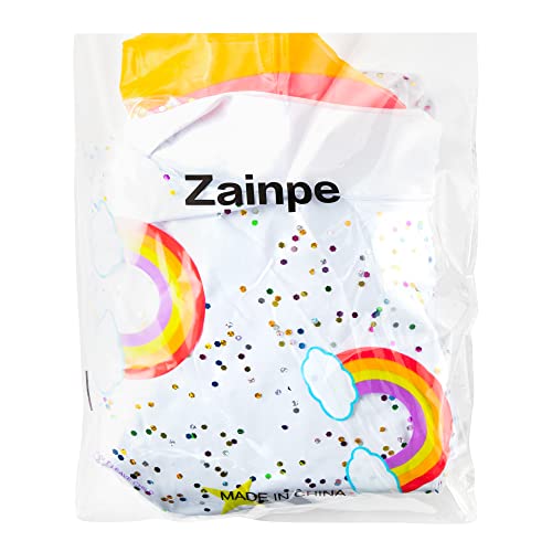 Zainpe Inflatable Unicorn Pool Float with Glitters Inflation Swimming Ring Outdoor Water Inflatable Lounge Raft Tube Summer Fun Beach Floaties Vinyl Swim Floaty Pool Toy for Kids Adults White