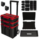 Einhell E-Case Tower Tool Storage System - 3 Stackable Cases with Wheels and Telescopic Handle - Power Tool Box, Lockable, Protective Storage and Transport of Tools and Accessories