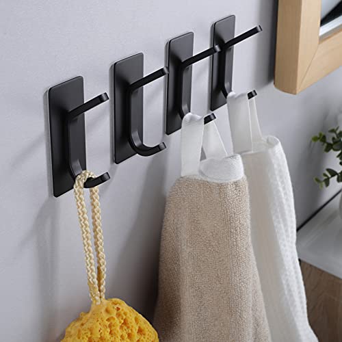 YIGII Towel Hook/Adhesive Hooks - Black Wall Hooks Stick for Bathroom and  Kitchen Heavy Duty Hooks 4-Pack, Stainless Steel