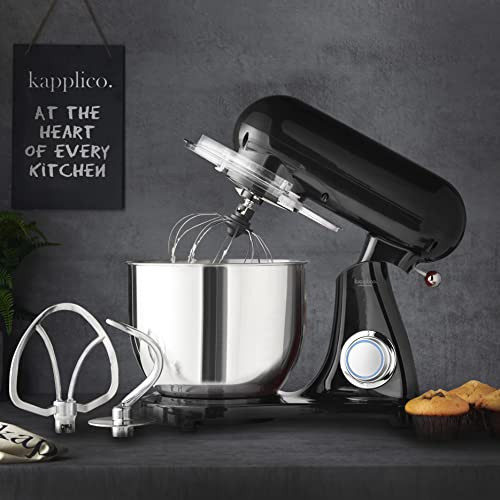 KAPPLICO Ambassador Food Stand Mixer, 7.0L 2200W Kitchen Electric Mixer with Power Hub for Attachment, Die-cast Aluminum Mixer with Bowl, Dough Hook, Whisk, Beater, Splash Guard - BLACK