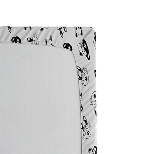 Ambesonne Animal Print Fitted Sheet, Little French Bulldog Puppies Inside Coffee Cups Dog Paws Pet Love, Bed Cover with All-Round Elastic Deep Pocket for Comfort, King Size, Charcoal Grey White