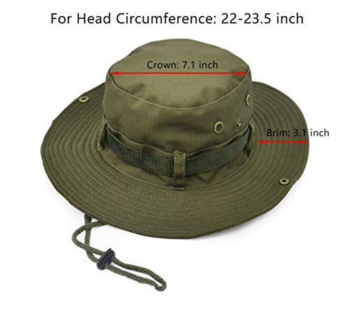 Boonie  Hat, Outdoor Wide Brim Sun Protect Hat, Double Layer Classic US Combat Army Style Bush Jungle Sun Cap for Fishing Hunting Camping Green