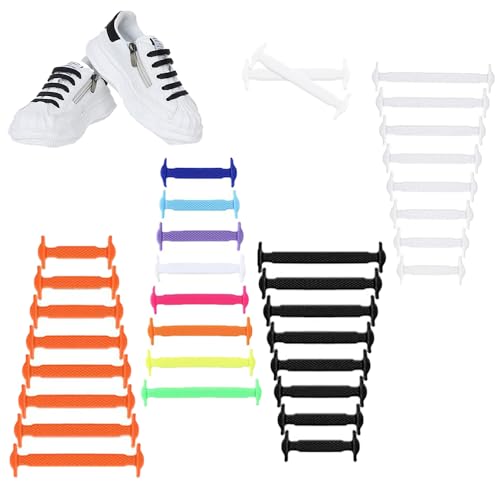 4 Packs Rubber Laces Waterproof Silicone No-tie Shoelaces for Children and Adults, Shoelaces No-knot for Sports Shoes Athletic Running Sneaker Boots Edge and Casual Shoes, 1, XL