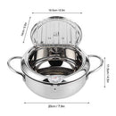 Deep Fryer Pot, Small Tempura Deep Fryer Stainless Steel Japanese Frying Pot with Thermometer, Lid and Oil Drip Drainer Rack for French Fries Shrimp Chicken Wings and Shrimp(S) deep Fryer