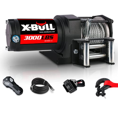 X-Bull 12V 3000LBS/1360kg Electric ATV Winch 2 Remote Wireles Control Steel Cable Boat ATV Kit…