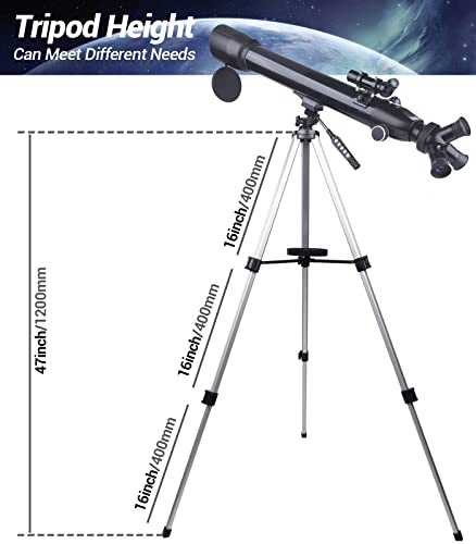 [2023 Upgraded] Telescopes for Adults Astronomy, 70mm Aperture 700mm AZ Mount Astronomical Refracting HD Telescope for Kids Beginners Telescope with Adjustable Tripod, Nylon Bag, Phone Adapter