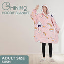 Gominimo Oversized Wearable Blanket Hooded Fleece Hoodie Sweatshirt with Large Front Pocket, Cozy, Warm, Super Soft (Pink Sushi), Pink Sushi, Oversized