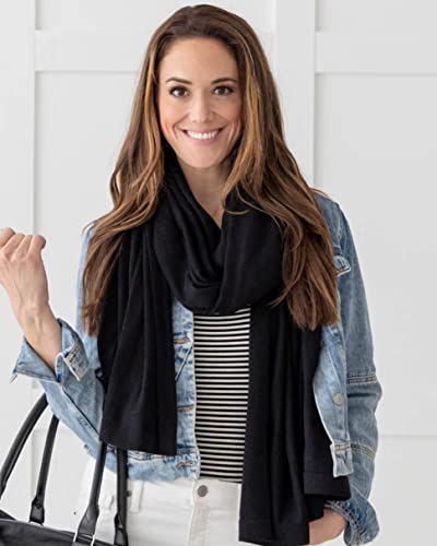 zestt Dreamsoft Travel Scarf, Wrap and Shawl for Women, Organic Cotton, Black, Unisize
