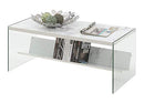 SoHo Coffee Table with Shelf, White Faux Marble/Glass