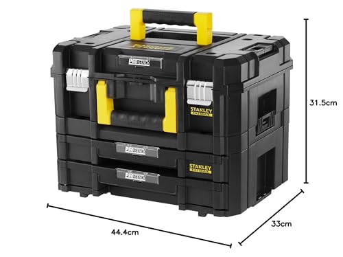 Stanley FatMax Tstak Combination Toolbox - 21.5 L Includes Box with 2 Drawers and Metal Clips - Pack of 1 - FMST1-71981