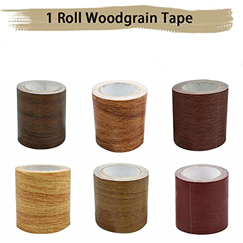 2.24 Inch x 15Ft Woodgrain Patterned Duct Tape, Multi-Purpose Self Adhensive Waterproof Repair Tape for Furniture Door Floor Table and Chair (Chocolate Color)