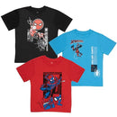 Marvel Spider-Man Comics Peter Parker Boys 3-Pack Short Sleeve T-Shirt Bundle Set for Kids, Black/Red/Blue, 10-12